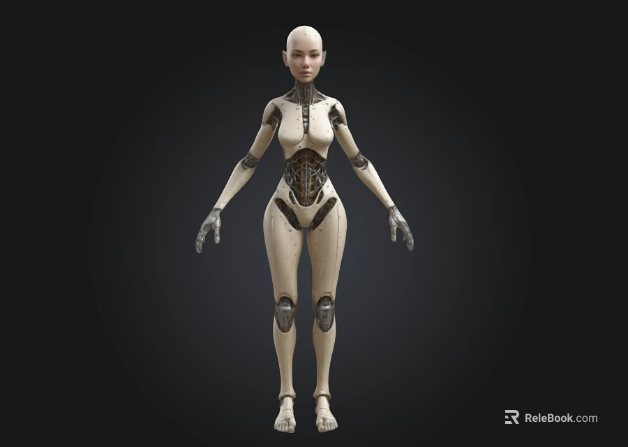 Futuristic Female Humanoid Robot With Detailed Mechanical Structure And White Body 3d model 