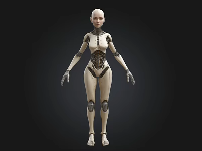 Futuristic Female Humanoid Robot With Detailed Mechanical Structure And White Body 3d model