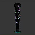 Black Hoodie and Pants Outfit with Neon Stripes and Back Design Front and Back Views