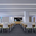 Modern Conference Room Interior Design With Meeting Tables Large Screen And Lighting System