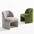 Stylish Modern Light Gray and Green Curved Backrest Upholstered Dining Chairs