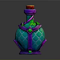 Lifestyle Product Purple Blue Bottle With Red Cap Green Decorations Purple Straps And Green Gemstones