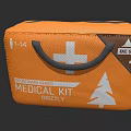 Orange Emergency Medical Kit Bag With Cross Symbol And Mountain Design For Outdoor Use