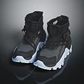 Black High Top Shoes with Mesh Upper White Rubber Sole and Adjustable Straps