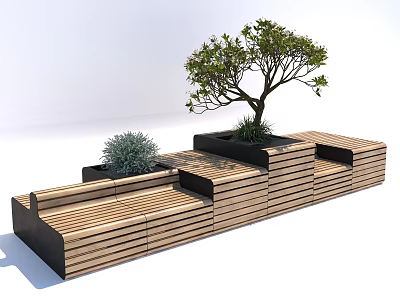 Modern Style Outdoor Chair Public Chair Leisure Chair Green Plant Public Facilities Park Chair 3d model