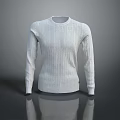 White Ribbed Long Sleeve Sweater With Soft Knit Fabric For Casual Fashion Style