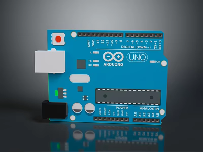 Arduino UNO Blue Development Board With Digital Pins LED Indicator And Control Buttons 3d model
