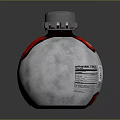 White And Red Acid Bottle Featuring Silver Cap And Label Design