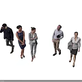 Multiple People In Diverse Outfits With Different Poses Standing On White Background 3d model