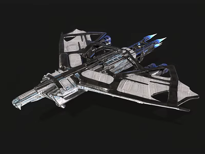 Futuristic Spaceship Design Featuring Metallic Exterior Aerodynamic Shape And Blue Accent Lights 3d model