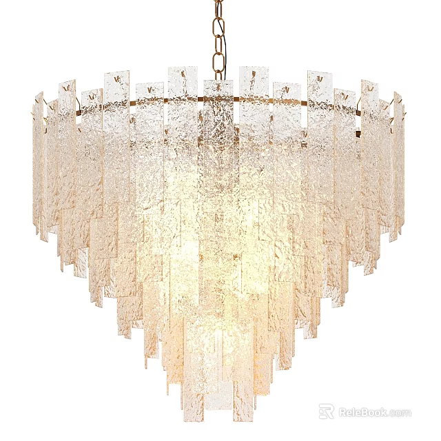 Contemporary Chandelier With Textured Glass Fringe And Layered Design For Interior Decor 3d model 