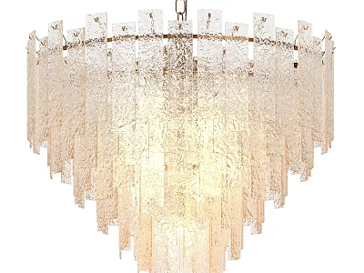 Contemporary Chandelier With Textured Glass Fringe And Layered Design For Interior Decor 3d model