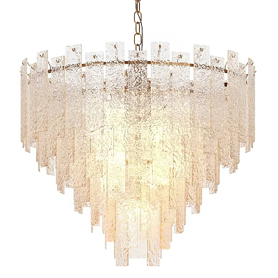 Contemporary Chandelier With Textured Glass Fringe And Layered Design For Interior Decor 3d model