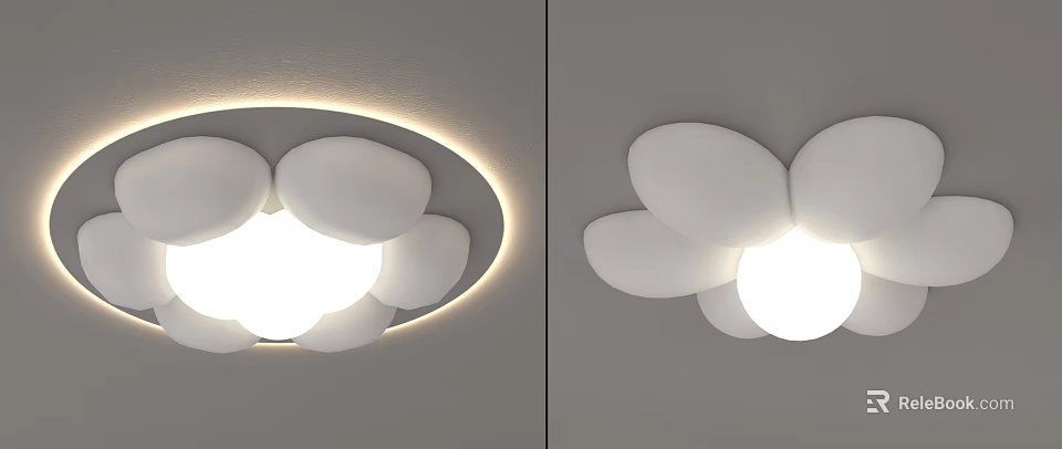 Modern Petal Shaped White Ceiling Light With Soft Glowing Illumination For Home Interior 3d model 