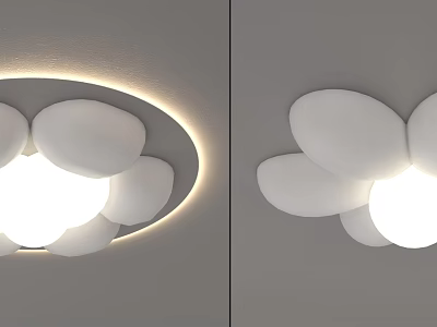 Modern Petal Shaped White Ceiling Light With Soft Glowing Illumination For Home Interior 3d model