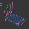 Pink Metal Cart With Wire Mesh Bottom And Movable Wheels Frame Structure
