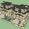 Two Story Modern Detached Villa Exterior With Garden Balcony and Greenery