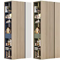 Modern Wardrobe Design With Wooden And White Panels And Surrounding Bookshelves With Decorations And Lamps