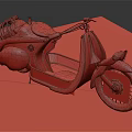 Vintage Motorcycle With Brown Leather Seat And Metal Frame On Stone Paved Ground