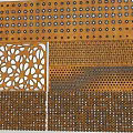 Decorative Perforated Panels With Geometric Patterns And Brown Orange Textures 3d model