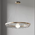 Modern Elegant Chandelier with Gold Metal Ring Transparent Glass Shade and White Globe Bulb