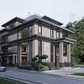 Modern Detached Villa Exterior Design With Lush Greenery Driveway And Car