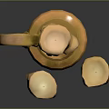 Metallic Decorative Candle Holder With Two Lit Beige Candles And Burning Flames
