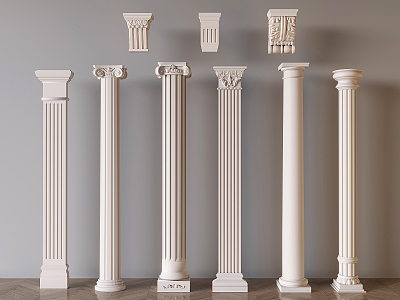 European Roman Column European Column Carved Column Head Combination Simple European Column 3d model