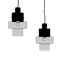 Modern Pendant Lights With Black Upper And Transparent Lower Shades