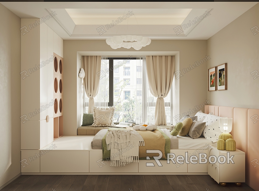 Children's Room Cream Style Children's Room Children's Room Double Bed Wardrobe model