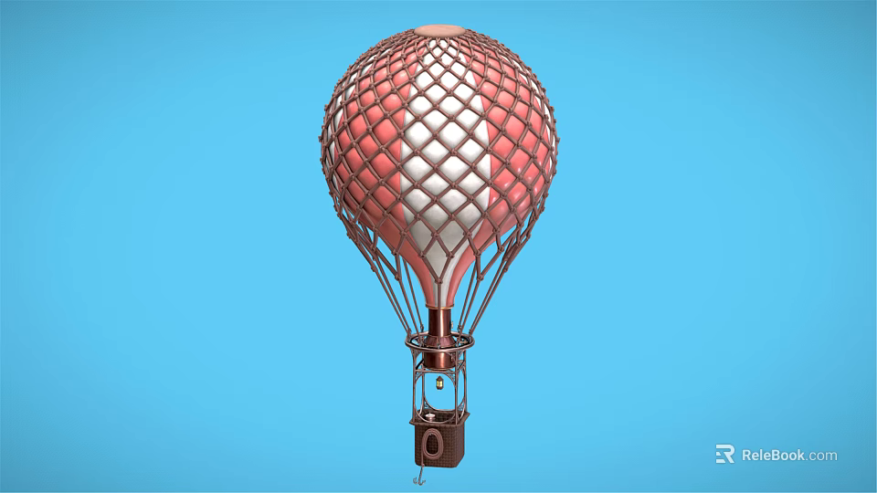 Red and White Hot Air Balloon Amusement Equipment With Net Structure For Play 3d model 