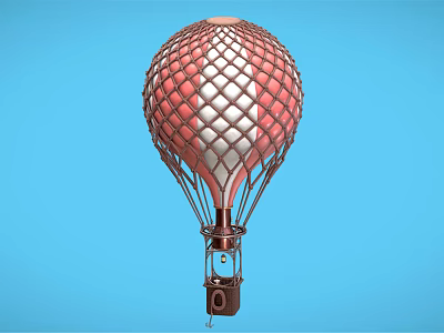 Red and White Hot Air Balloon Amusement Equipment With Net Structure For Play 3d model