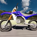 Electric Motorcycle Modern Purple And Blue Design With Large Off Road Tires Sturdy Build
