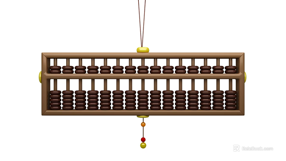 Traditional Wooden Abacus Decorative Ornament Set With Hanging String And Beads 3d model 