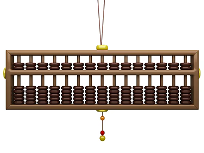 Traditional Wooden Abacus Decorative Ornament Set With Hanging String And Beads 3d model