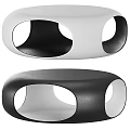 Modern Minimalist Coffee Table Interior With Black And White Circular Hollow Details And Sleek Design