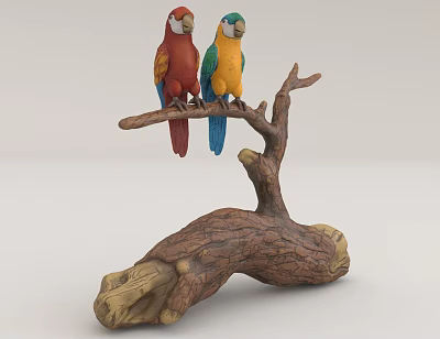 Animal ornaments parrot bird hand ceramic art 3d model