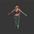 Tactical Military Weapon Carried by Red Haired Woman in Camouflage Pants and Black Vest