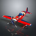 Red Blue And White Toy Airplane Model With Propeller On Dark Background