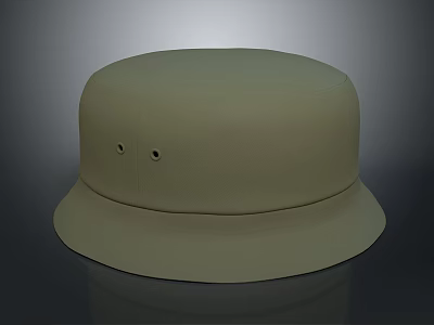 Beige Flat Top Hat With Brim And Two Small Holes For Casual Fashion 3d model