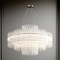 Modern Elegant Crystal Chandelier With Transparent Long Crystal Tubes And Bright Hanging Lighting Design