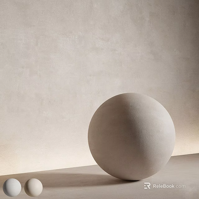 Light Beige Textured Wall with Decorative Stone Sphere in Modern Interior Design 3d model 