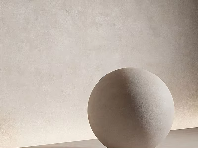Light Beige Textured Wall with Decorative Stone Sphere in Modern Interior Design 3d model