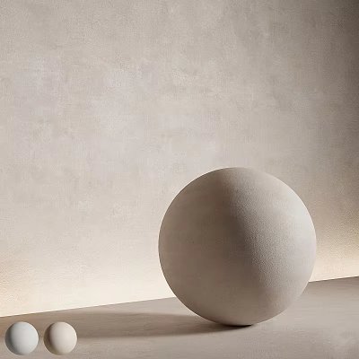 Light Beige Textured Wall with Decorative Stone Sphere in Modern Interior Design 3d model