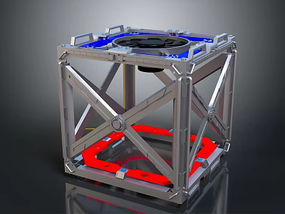 Electronic Device Metal Frame Structure With Blue And Red Internal Components 3d model