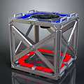 Electronic Device Metal Frame Structure With Blue And Red Internal Components 3d model