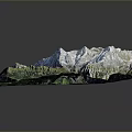 Stunning 3D Mountain Landscape With Snow Capped Peaks And Lush Green Slopes