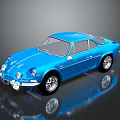 Blue Vintage Sports Car With Sleek Design Silver Wheels And Reflective Surface