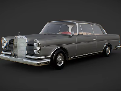 Vintage Gray Classic Car Design With Round Headlights Front Grille And Retro Body Lines 3d model