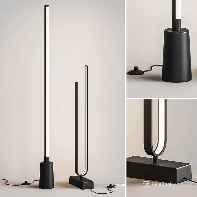 Modern Minimalist Table Lamp With Sleek Black Design And Geometric Structure 3d model 